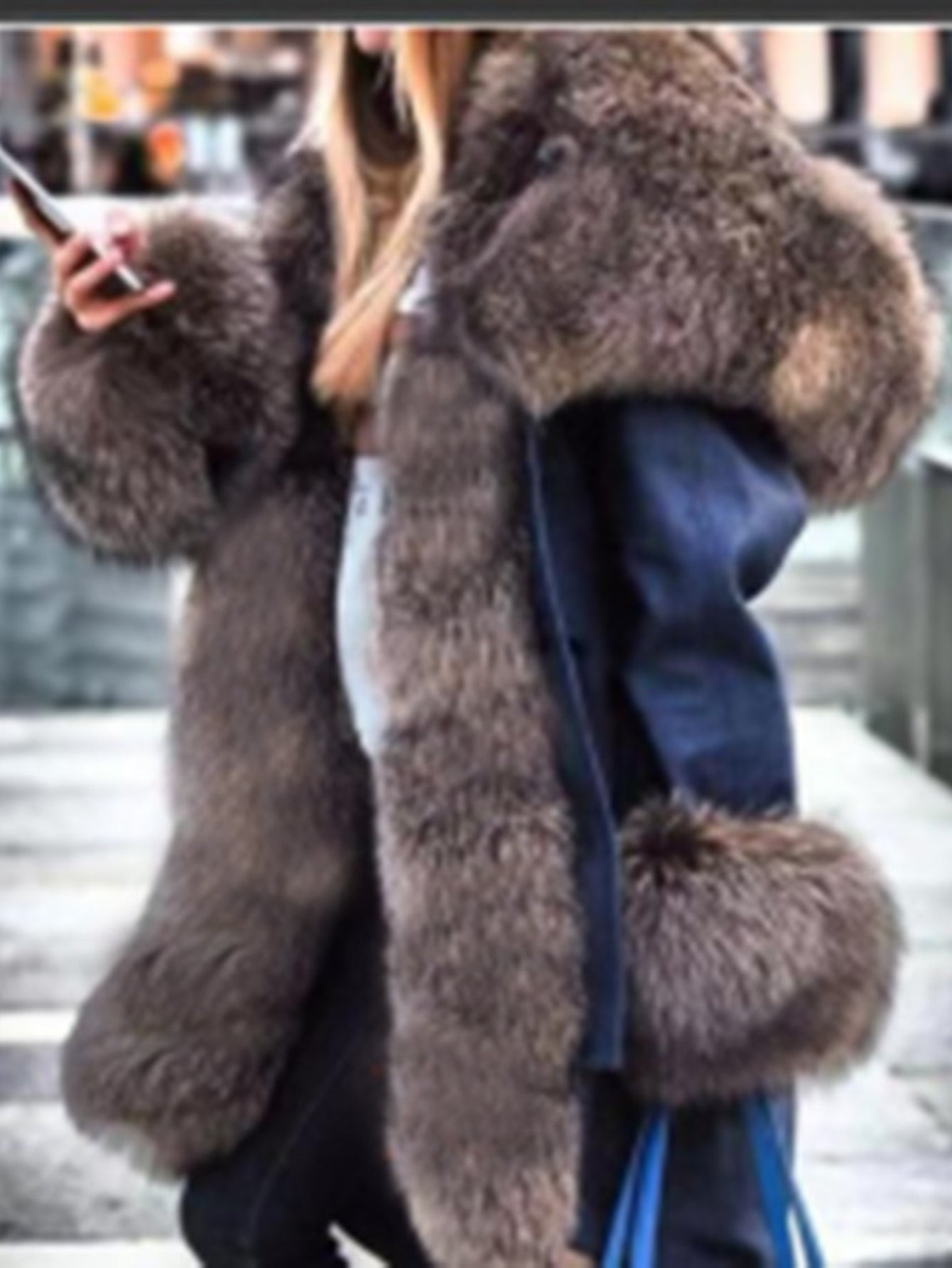 Plus Size, Large Size Women's Jacket - Fashion Casual Personality Elegant Avant-garde Vintage Avant-garde Autumn and Winter Temperament Commuter Street Trend Long Hair Collar Hooded Jacket