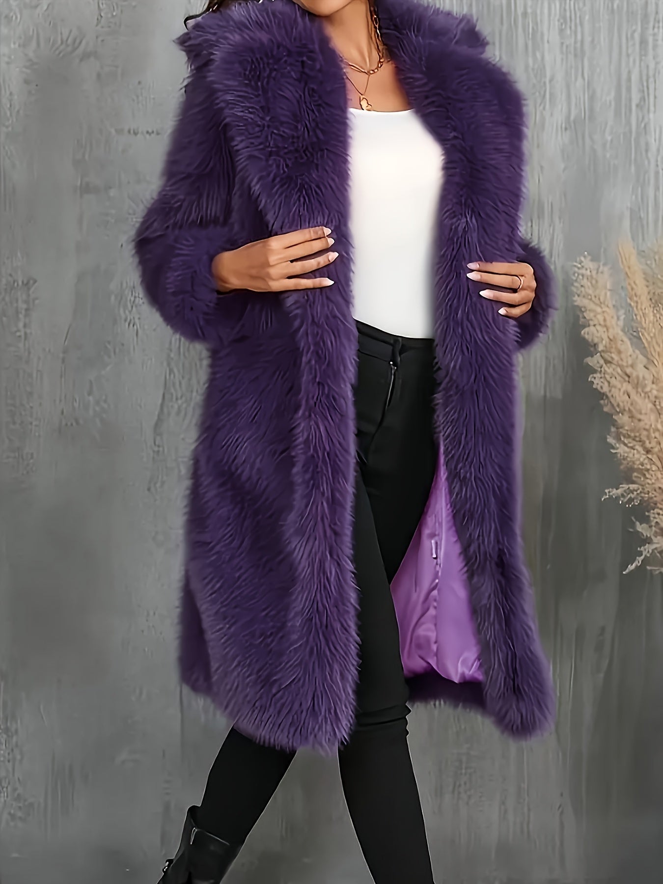 New Autumn/Winter Plus Size Women's Outdoor Fashion Elegant Casual Thick Warm Long Solid Color Lapel Long Sleeve Faux Plush Coat