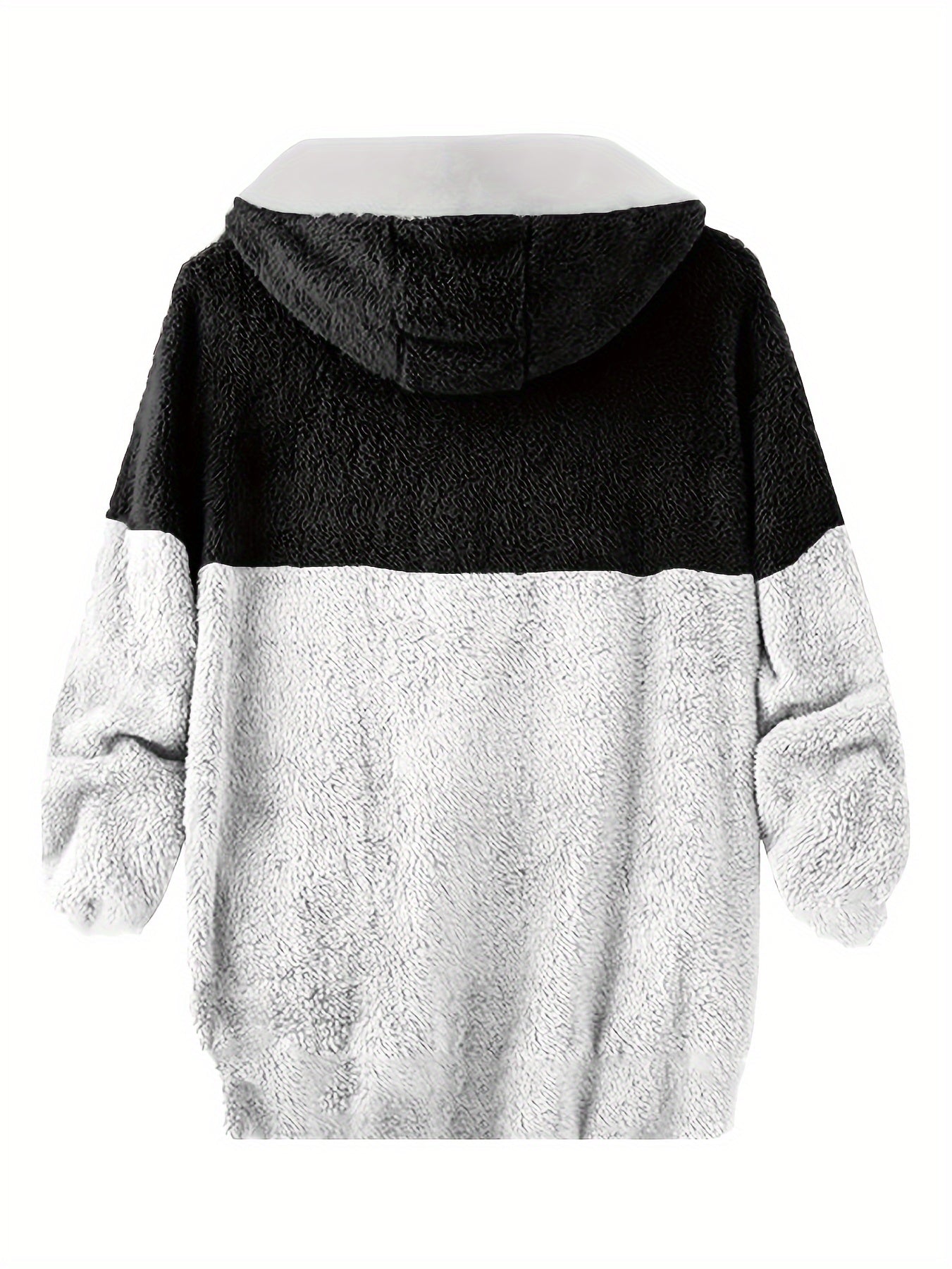 [Plus Size Fleece Hoodie] Men's Plus Size Fleece-Lined Hoodie - Casual Zip-Up Jacket with Sherpa Lining, Warm & Lightweight for Winter, PLUS SIZE