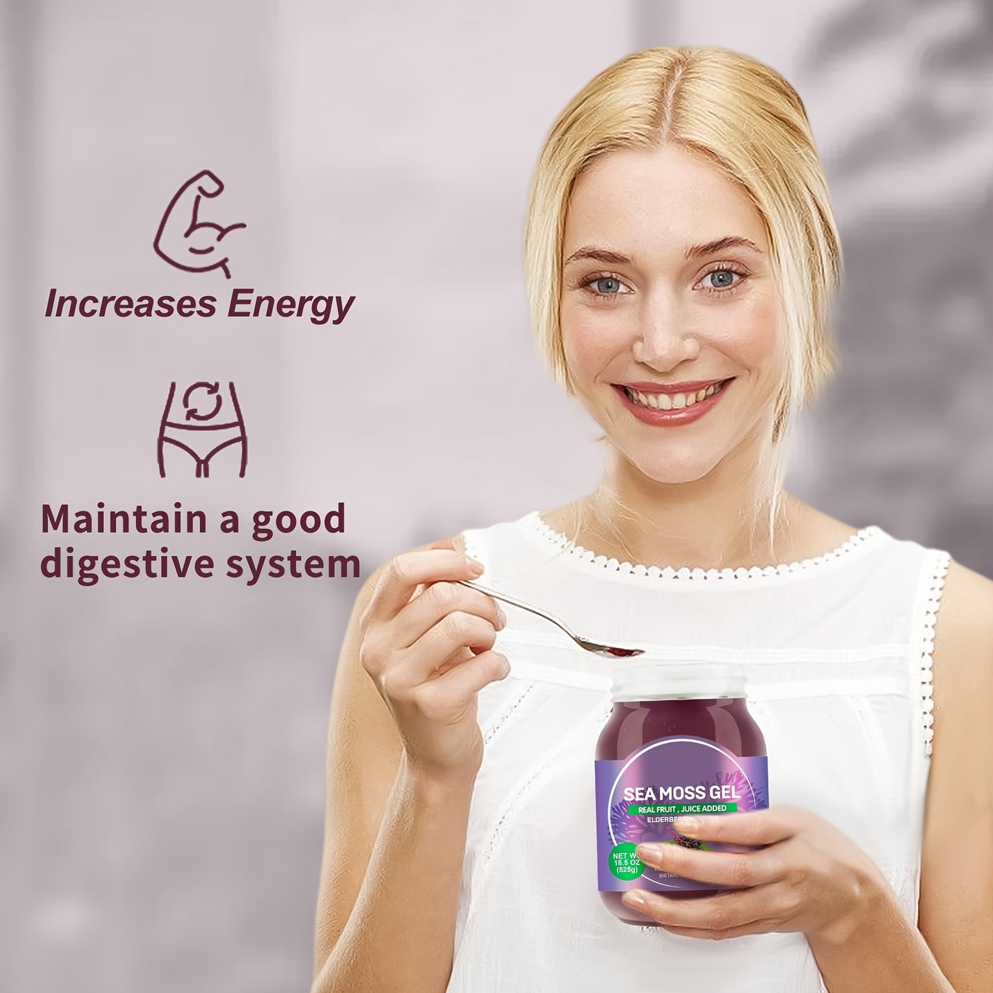 [Wildcrafted Irish Sea Moss Gel] Wildcrafted Irish Sea Moss Gel, Advanced Raw Sea Moss - Rich in Minerals & Vitamins, Elderberry Flavor, 18.5OZ, Natural Ingredient True Sea Moss Gel, Nutritional Supplement