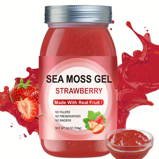 All-age Use, Raw Irish Sea Moss Strawberry Flavor Sea Moss Gel True Strawberry Flavor Sea Moss Gel Raw Sea Moss Gel, Nutritional Supplement, NET WT 28oz, Rich In Minerals & Vitamins