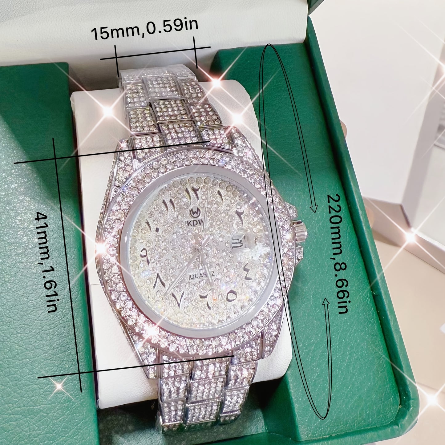 [Fully Diamond-Studded] West Coast Quartz Watch - Fully Diamond-Studded Rhinestone Accessory - Luxury Hip-Hop Style Watch for Men, Perfect for Christmas or Wedding Gifts