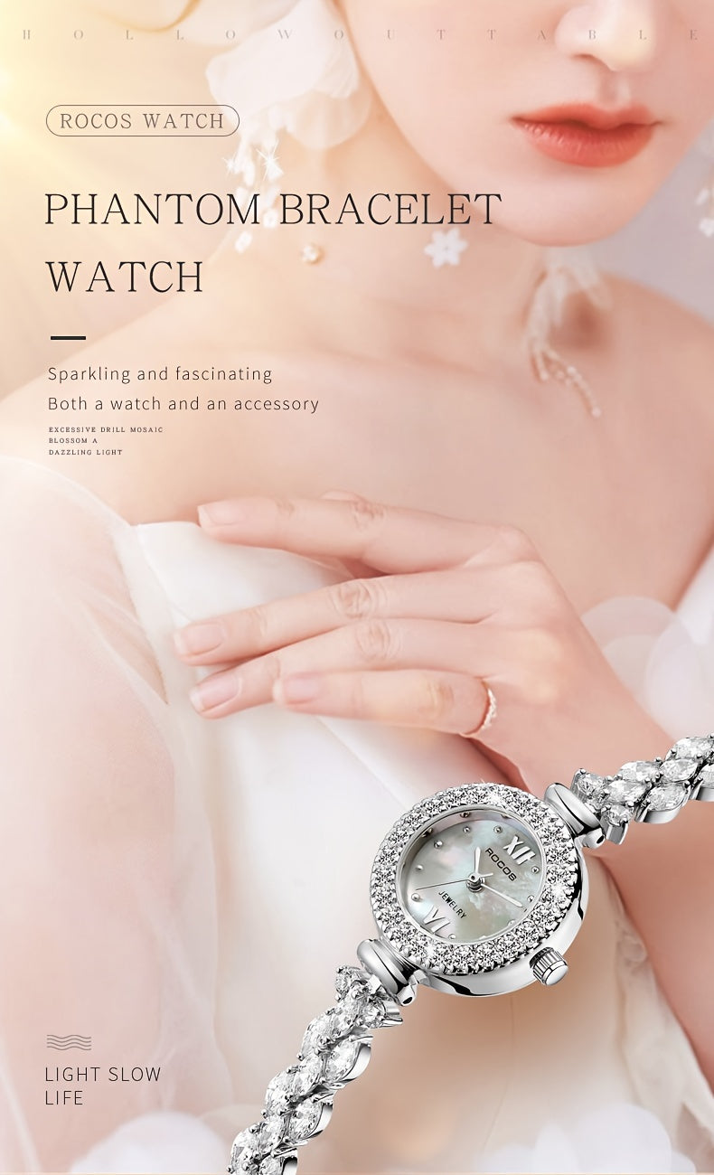 ROCOS Brand Bracelet Watch Fashion Luxury Women'S Watch Phantom Dial Silvery Quartz Women'S Watch Holiday Gift Women'S Gift