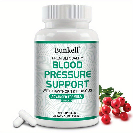 [Blood Pressure Support] 120 Capsules Blood Pressure Support | Dietary Supplement - Garlic, Hawthorn, Hibiscus