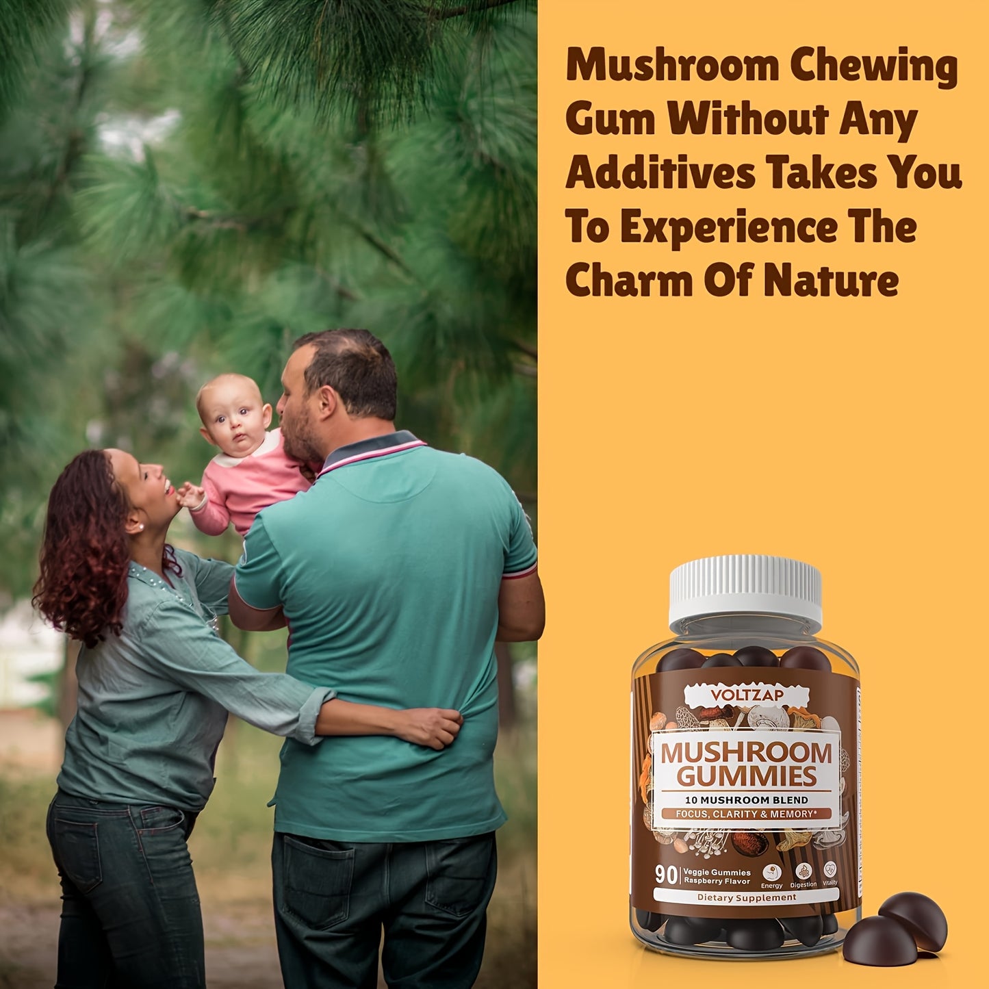[VOLTZAP Mushroom] VOLTZAP 10 Mushroom Blend Gummies | All-in-One Daily Supplement with Chaga, Lion's Mane, Reishi, Cordyceps - 90 Count, Focus & Clarity, Digestive Support, Natural Ingredients | Vibrant Packaging, Focus Clar