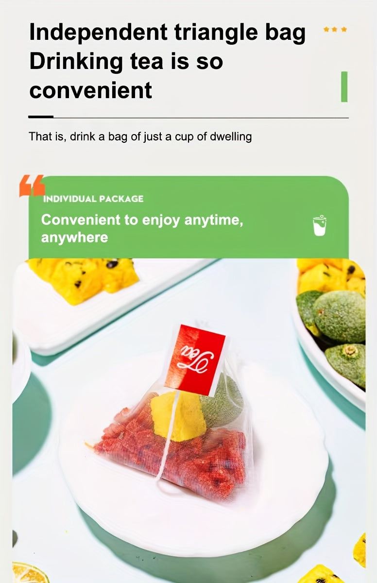 Strawberry, green orange, passion fruit tea, strawberry, passion fruit, lemon, freeze-dried fruit tea, fruit tea bag, convenient to carry, independent small packaging, brewing and drinking, soaking in water for drinking