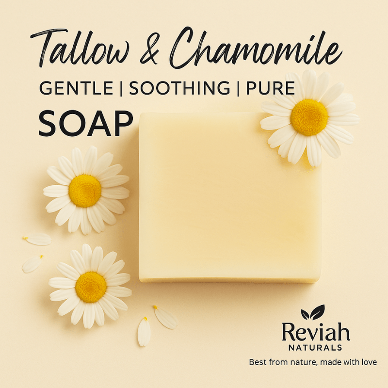 Tallow, Goat Milk & Chamomile Soap Bar – Gentle Moisturizing Cleanser for Calm, Soft Skin (3.5 oz)