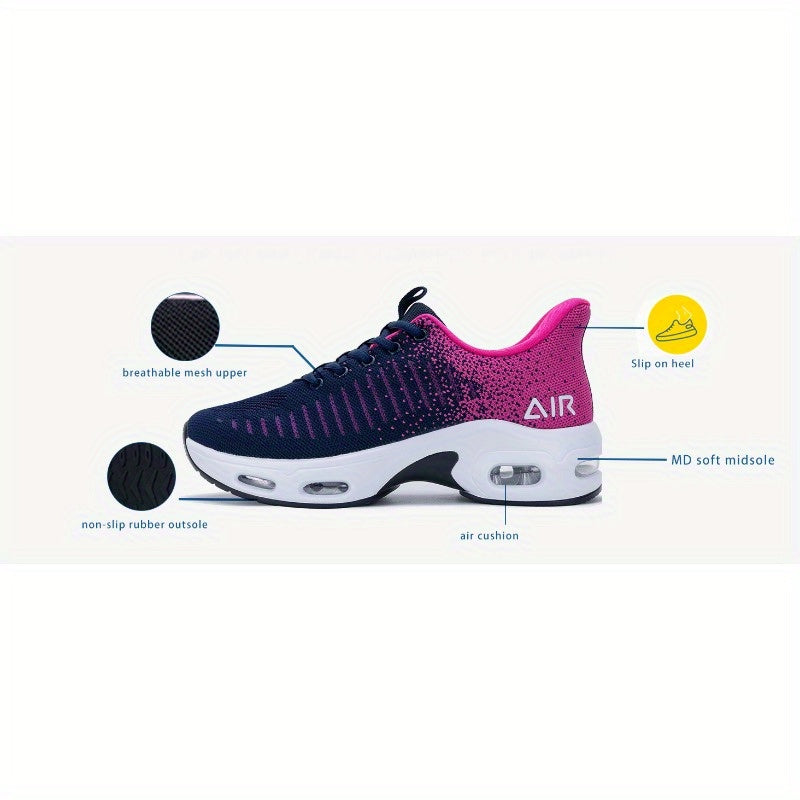Jinta Shoes Women's Slip-On Air Cushion Sneakers - Shock-Absorbing Breathable Fabric, Lightweight Low-Top Design with Heel Air Cushion & Rubber Sole for All-Season Outdoor & Daily Wear, Comfy Shoes, Casual Slipons, Stylish Sl