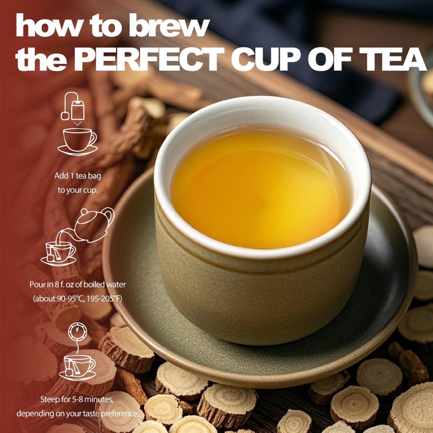 Licorice Root Tea, Sweet Flavor Herbal Tea Bags, Soothing & Tangy Flavor, Caffeine-free, Sugar Free, 50 Tea Bags, Ideal for Men & Women