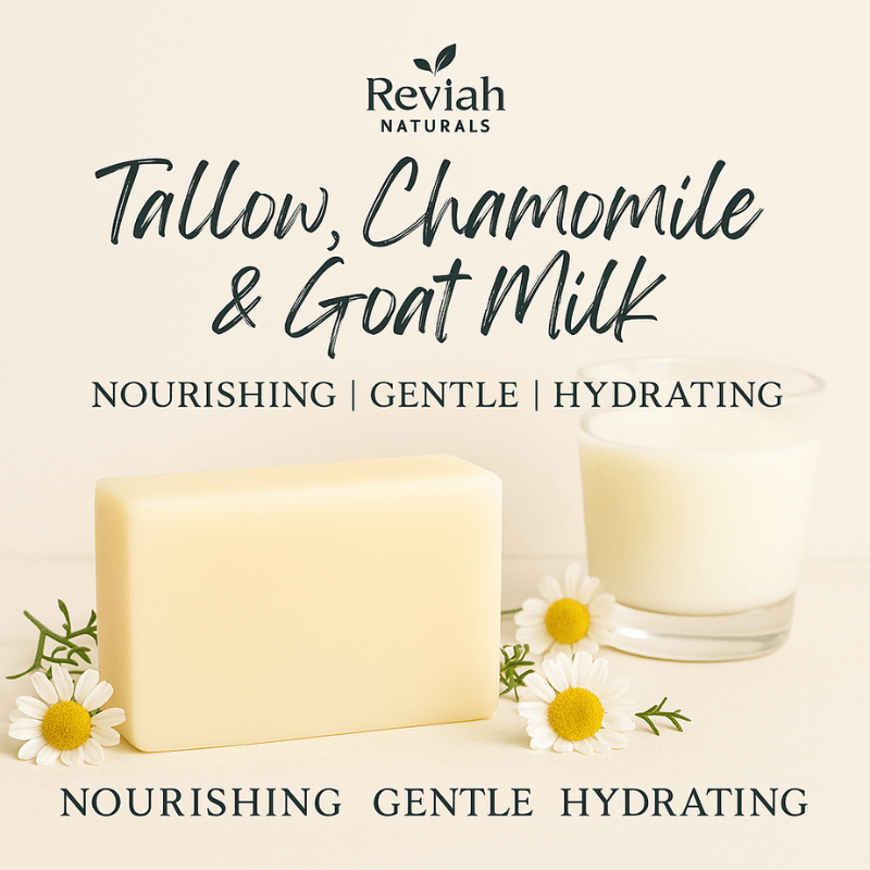 Tallow, Goat Milk & Chamomile Soap Bar – Gentle Moisturizing Cleanser for Calm, Soft Skin (3.5 oz)