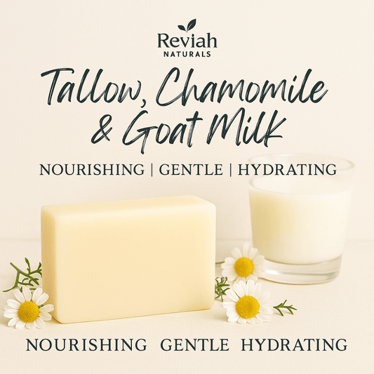 Tallow, Goat Milk & Chamomile Soap Bar – Gentle Moisturizing Cleanser for Calm, Soft Skin (3.5 oz)
