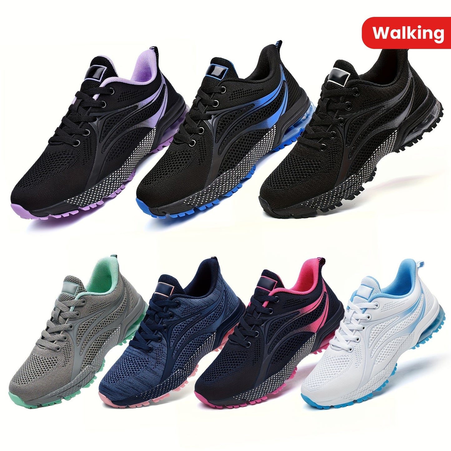Womens Air Running Shoes Non Slip Womens Tennis Shoes Womens Walking Shoes Mesh Air Cushion Sneakers For Gym Workout Sports