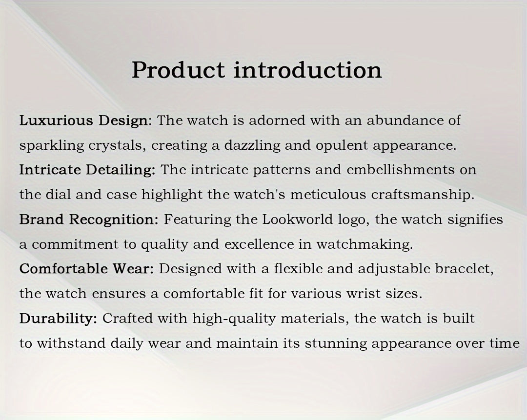 LOOKWORLD Hip-Hop Large Dial Rhinestone Stud Fortune Tuner Series Quartz Watch