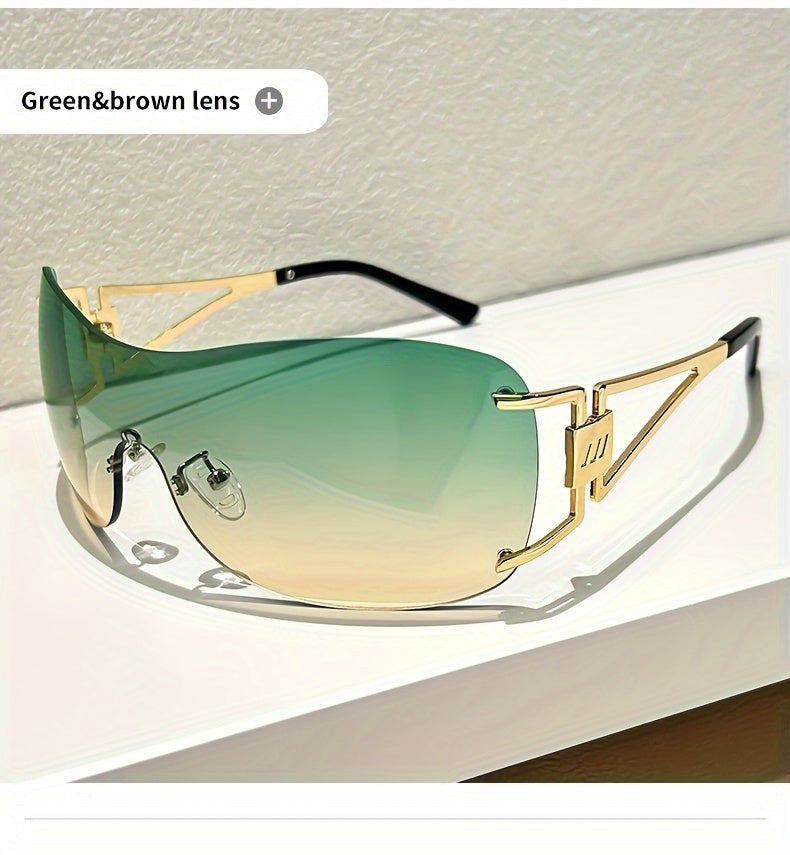 Women'S Rimless Wraparound Glasses - Non-Prescription Everyday & Formal Eyewear, Lightweight Zinc Alloy Frame, Modern Minimalist Look for Parties, Photoshoots - Compatible with Prescription Lenses, Party Accessories, Stylish