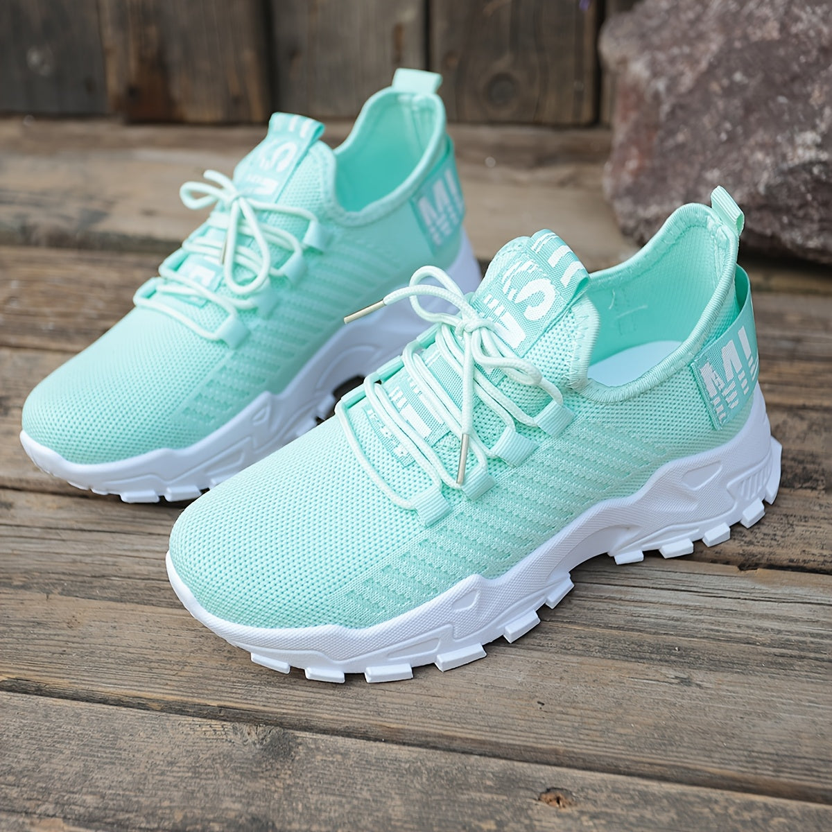 Women's Casual Sneakers, Shock-Absorbing Breathable Running Shoes, Knitted Lace-Up Women's Shoes, Suitable for Daily Commuting, Running, Travel, and Shopping