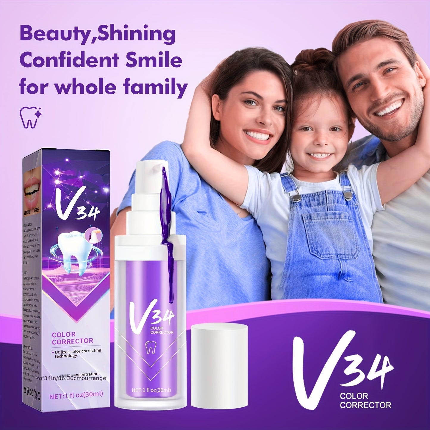 Magic Of Color Wheel Toothpaste - 1PCS Purple Toothpaste For A Brighter Smile And Whiter Teeth - 1fl Oz/30 Ml