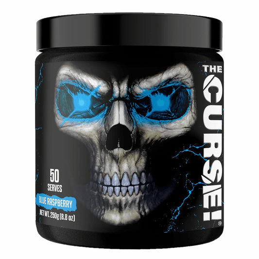 JNX SPORTS The Curse! Pre-Workout Powder - 50 Servings, Boosts Strength & Focus with Caffeine, Beta-Alanine, Creatine & L-Citrulline - Blue Raspberry Flavor