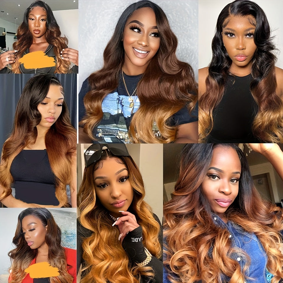 [Brazilian Hair] BLACKMOON HAIR 3pcs Brazilian Body Wave Human Hair Weave Bundles | 1B/4/27 Honey Blonde Human Hair Extensions Remy Ombre Colored Hair 100% Human Hair