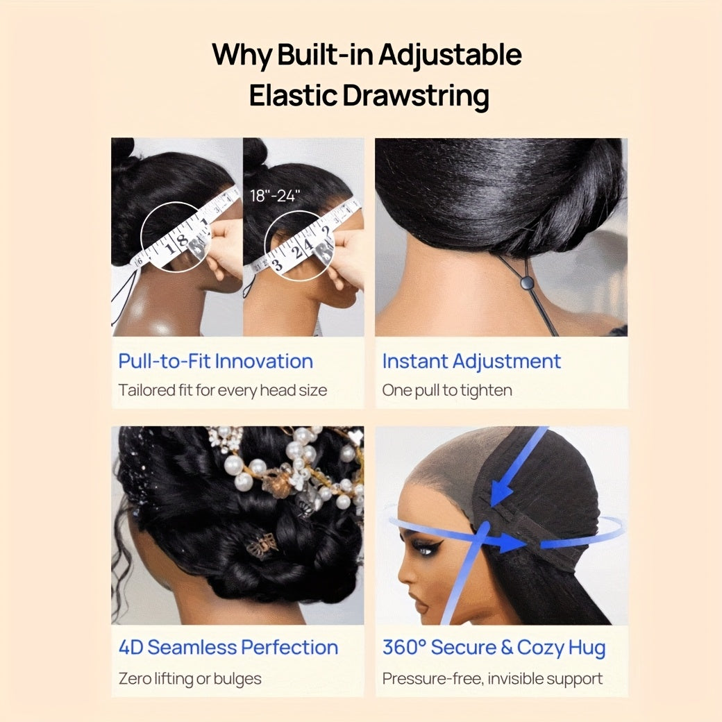 Nadula 7x5 Lace No Slip Wig Feathered Layer Side Part 200% Density Human Hair Glueless Wig with Invisible Drawstring Put On And Go Pre-Cut Lace Pre-bleached Knots Pre-Plucked Hairline