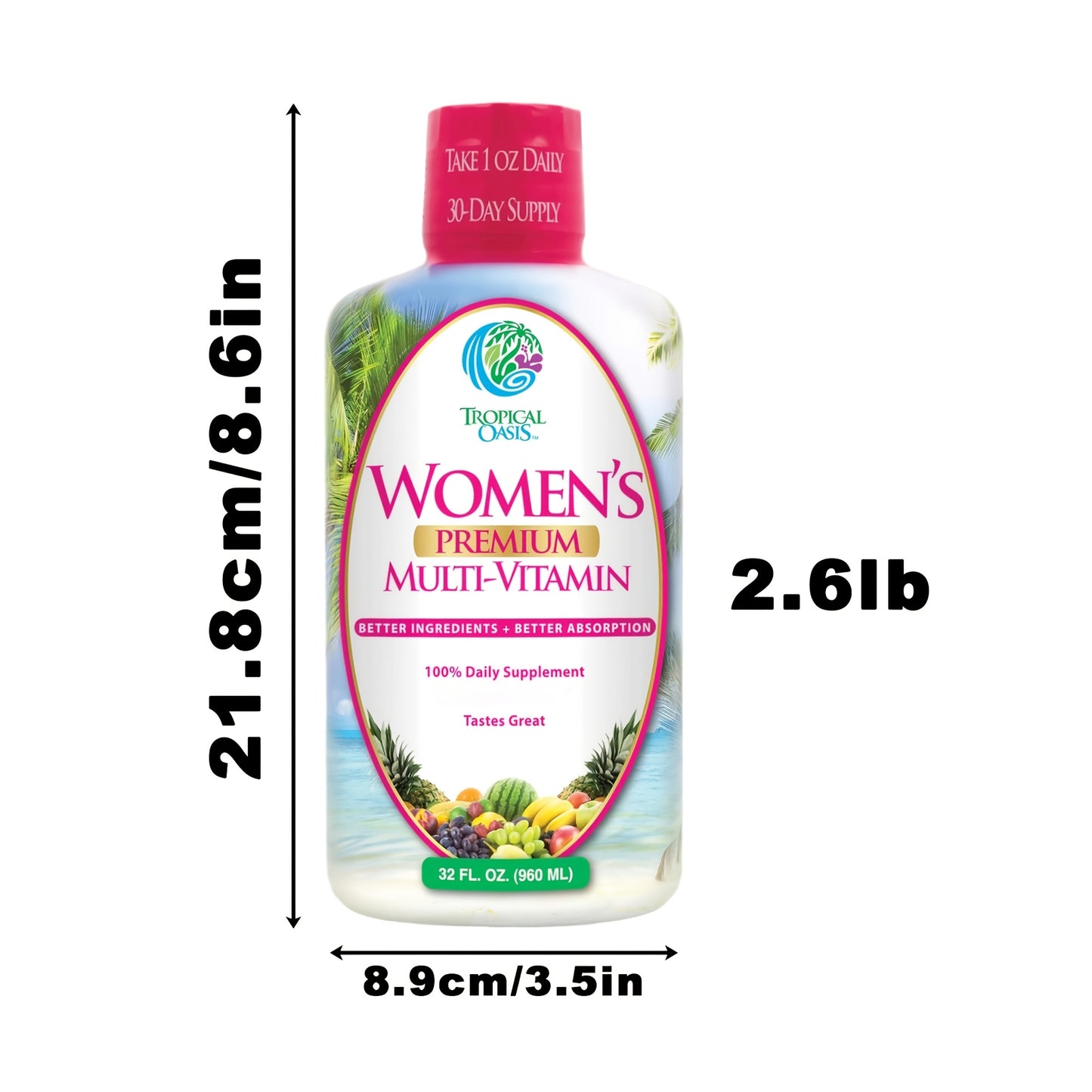 Premium Liquid Multivitamin For Women | Sugar Free Women'S Multivitamin | 100+ Vitamins, Minerals & Herbs Promote Heart, Brain & Bone Health | 98% Absorption Rate | 32 Serv