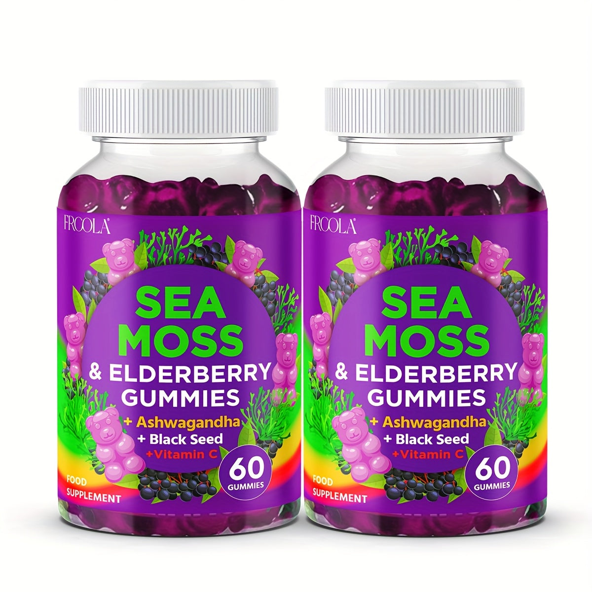 [Sea Moss Gummies] 60 Sea Moss & Elderberry Gummies | 71850mg Upgrade Formula- Sea Moss, Black Elderberry, Vitamin C And Zinc