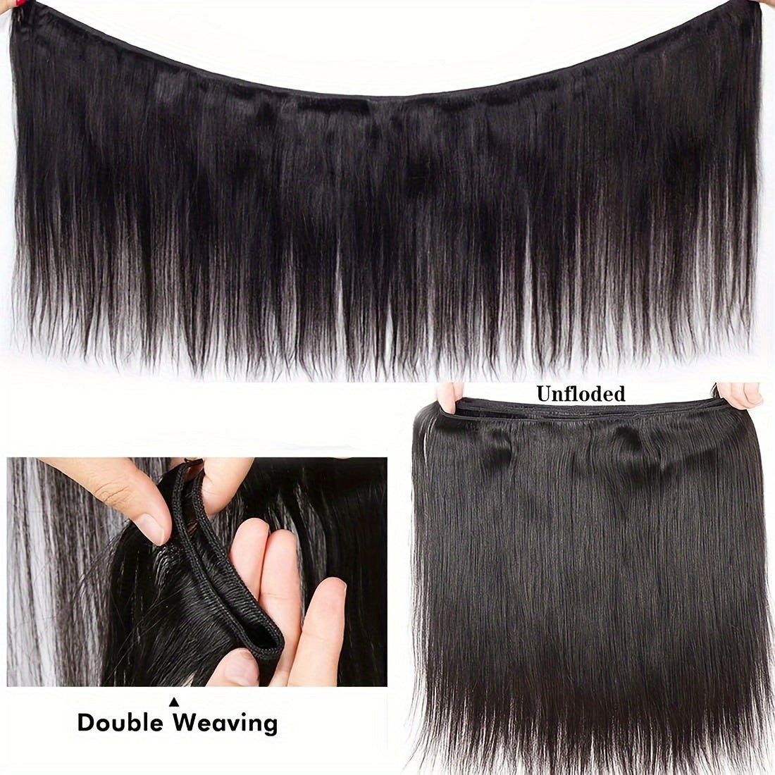 3 Bundles 10A Brazilian Virgin Human Hair Extensions Straight 100% Unprocessed Thick Tangle-Free 10-30 Inch for
