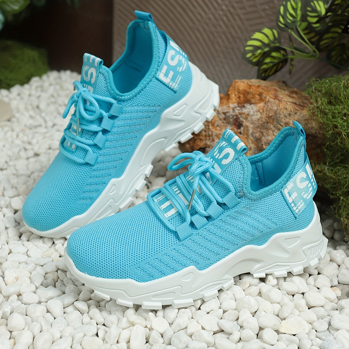 Women's Casual Sneakers, Shock-Absorbing Breathable Running Shoes, Knitted Lace-Up Women's Shoes, Suitable for Daily Commuting, Running, Travel, and Shopping