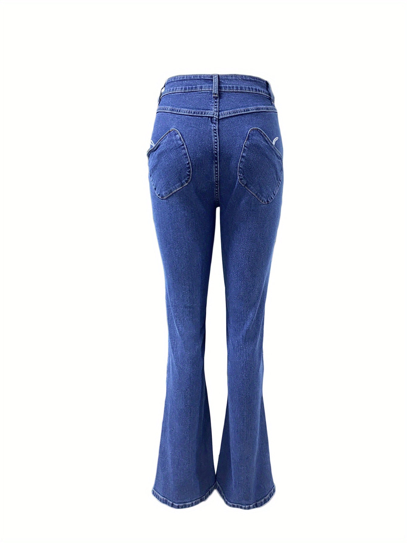 Women'S Y2K Streetwear Low-Rise Flare Jeans - Stretch Denim with Geometric Pocket Design, Long Length, Black & White Contrast, All-Season Comfort Fit, Streetwear Fashion | Y2K Fashion | Stretch Denim Jeans