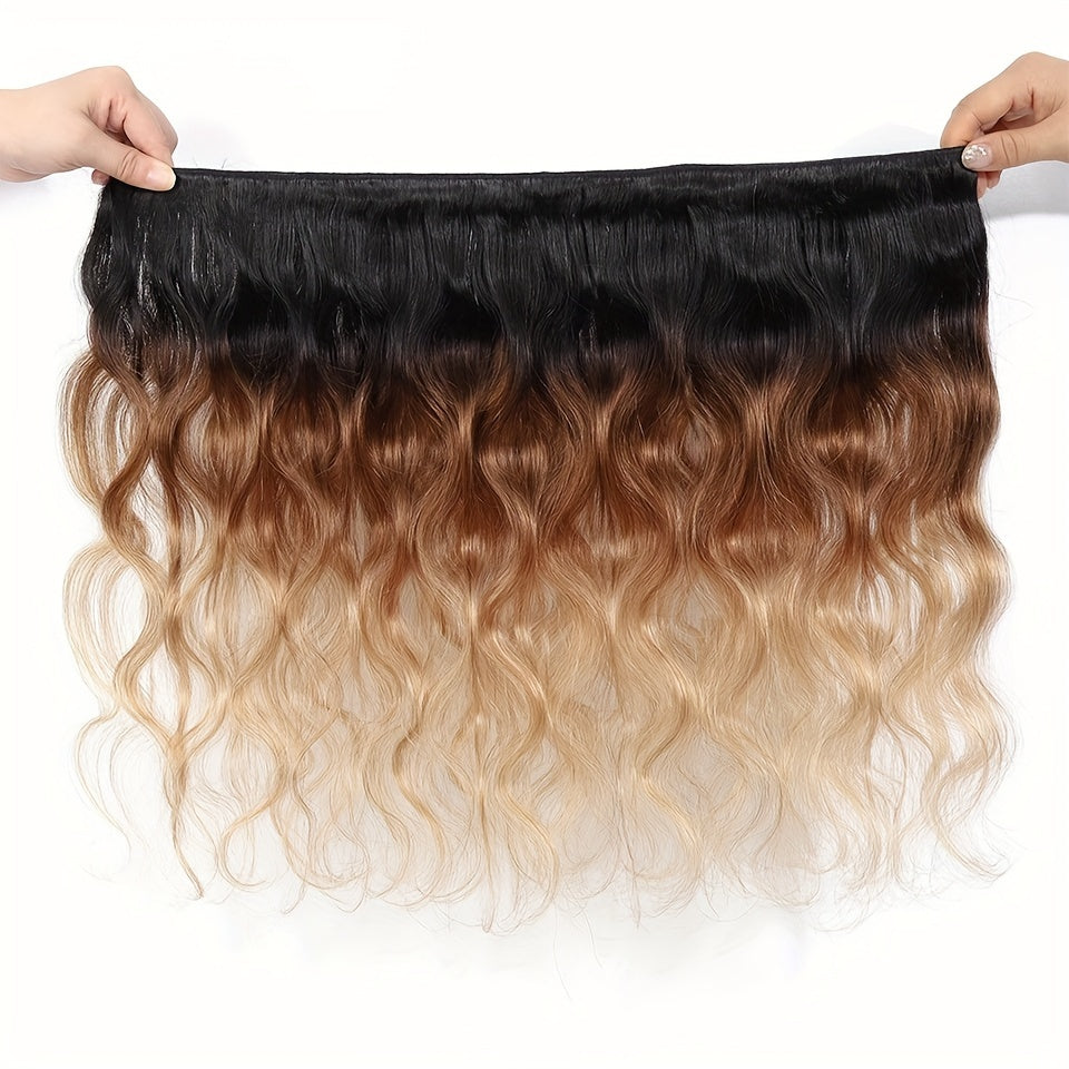 [Brazilian Hair] BLACKMOON HAIR 3pcs Brazilian Body Wave Human Hair Weave Bundles | 1B/4/27 Honey Blonde Human Hair Extensions Remy Ombre Colored Hair 100% Human Hair