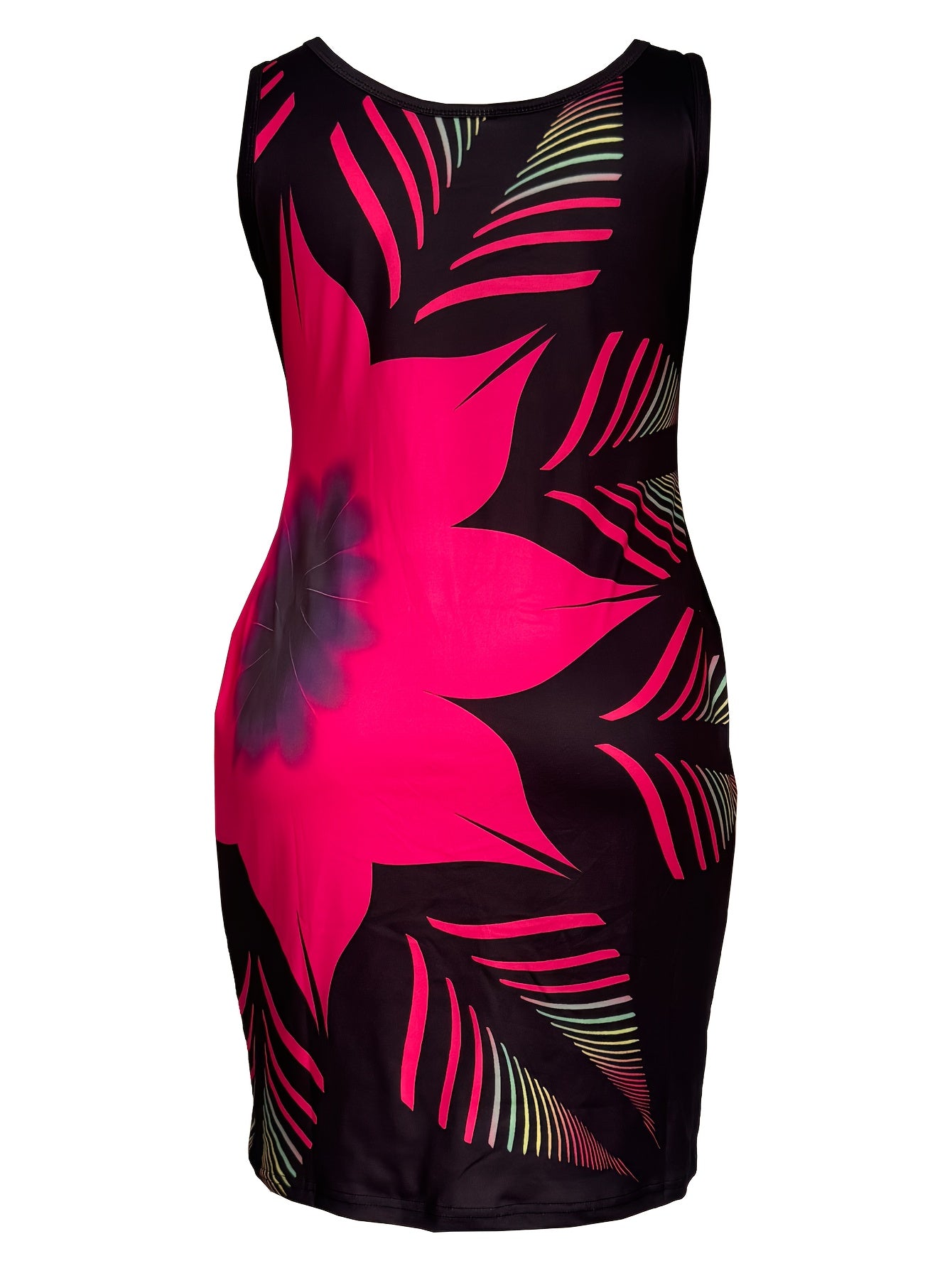 [Elegant Tank Dress] Elegant Sleeveless Loral Print Square Neck Tank Dress | Women's Clothing For Spring & Summer