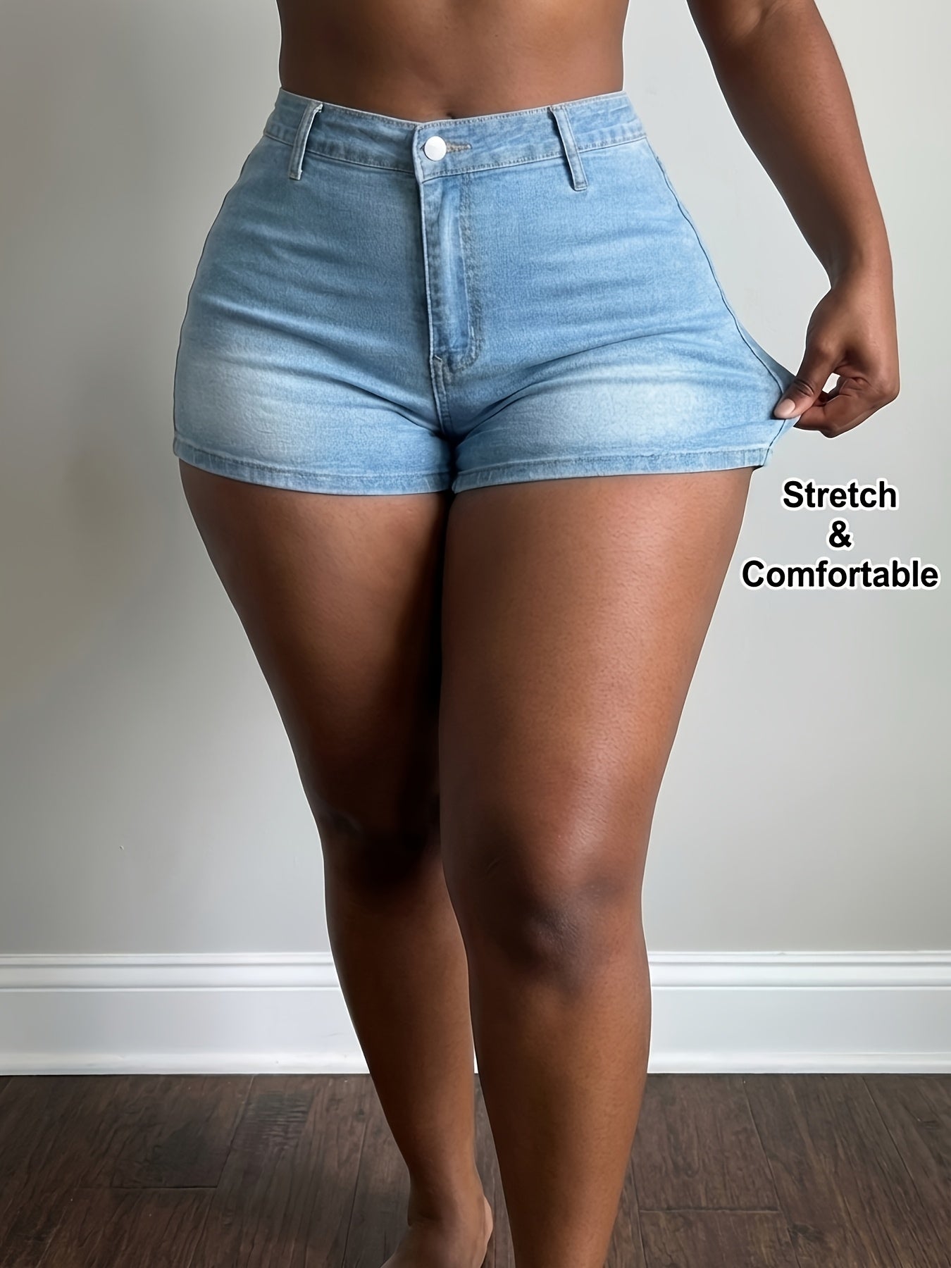 Women's High Waisted Stretchy Denim Shorts Sexy Whiskering Fading Retro Versatile Casual Home Jean Shorts