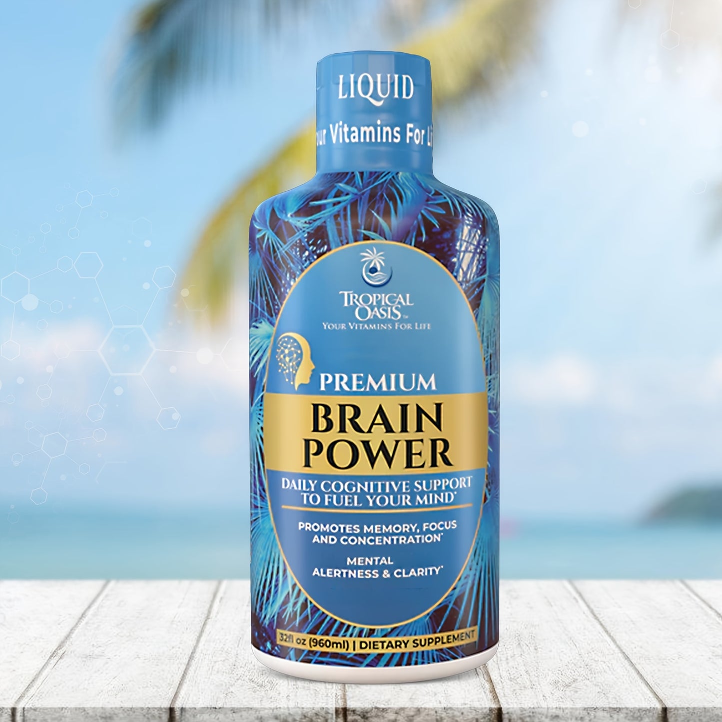 Tropical Oasis Cognitive Brain Power | Contains 20 Mg Of Vitamin B3, 10 Mg Of B5, 2 Mg Of B6, And 120 Mg Of B12 To Improve Focus, Memory, Creativity, And Clarity