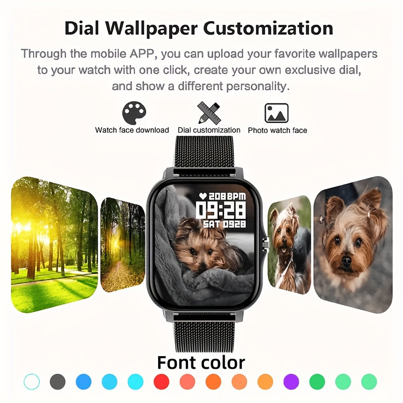 2024 Trendy Smartwatch, Versatile, Full Touch Display With Wireless Calling - Fitness Tracker, Free Steel Band, Compatible With Android And IOS, Perfect Gift For Halloween Christmas!