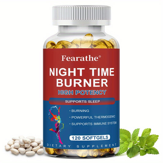 Night Burner, High Potency Formula - White Kidney Bean, Caffeine, L-Theanine HCl - 120 Softgels