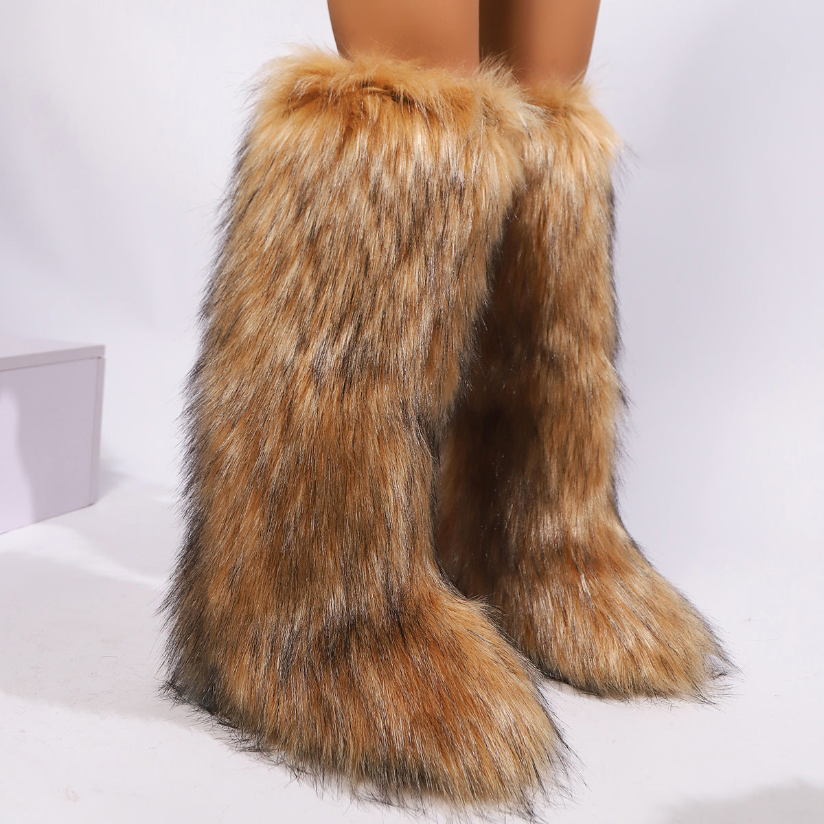 Women's Knee-High Snow Boots with Thick Faux Fur Collar & Buckle Closure - Slip-Resistant TPR Sole, Plus Size US 5-13 (EU 36-43), All-Season Winter Boots for Ice, Snow & Casual Wear - Ins-Inspired Round-Toe Booties
