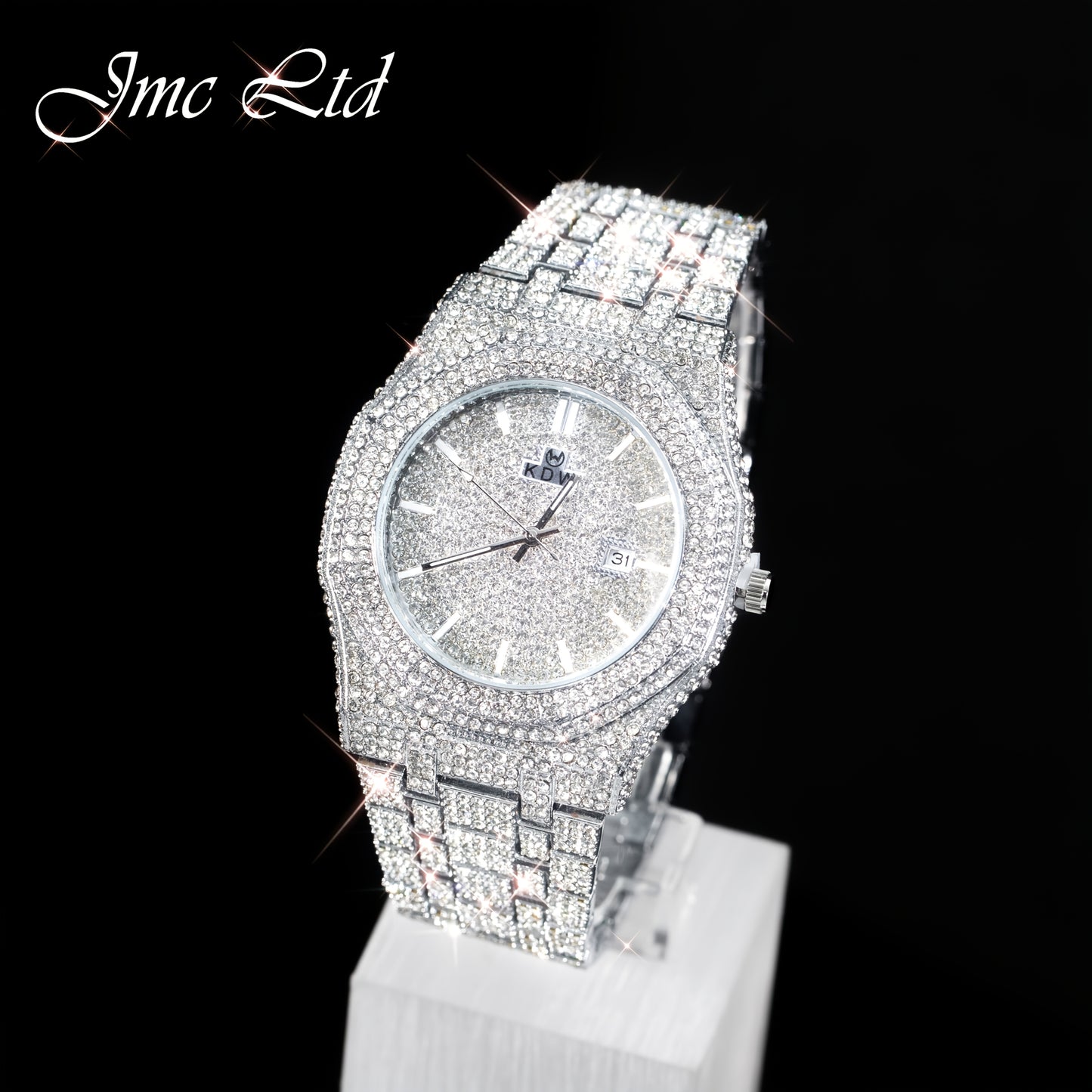 Luxury Hip Hop Bling Watch West Coast Style Rhinestone Wristwatch, High-End Glow-in-the-Dark Timepiece for Rappers, Christmas Valentine's Thanksgiving Gifts