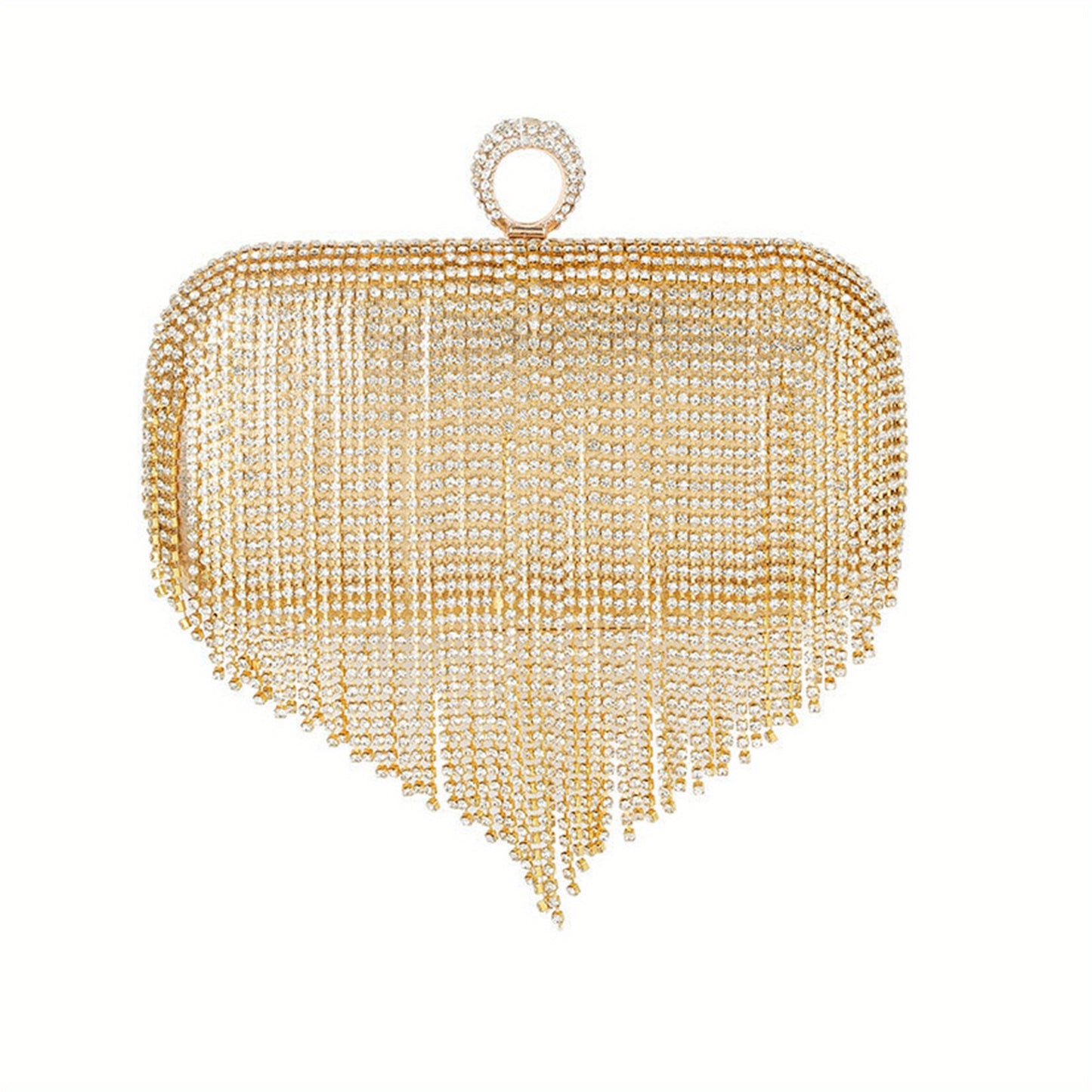 Female Evening Bag, Small Portable Rhinestone Tassels Handbag Purse Nice Gift for Women, Silvery/Golden/Black