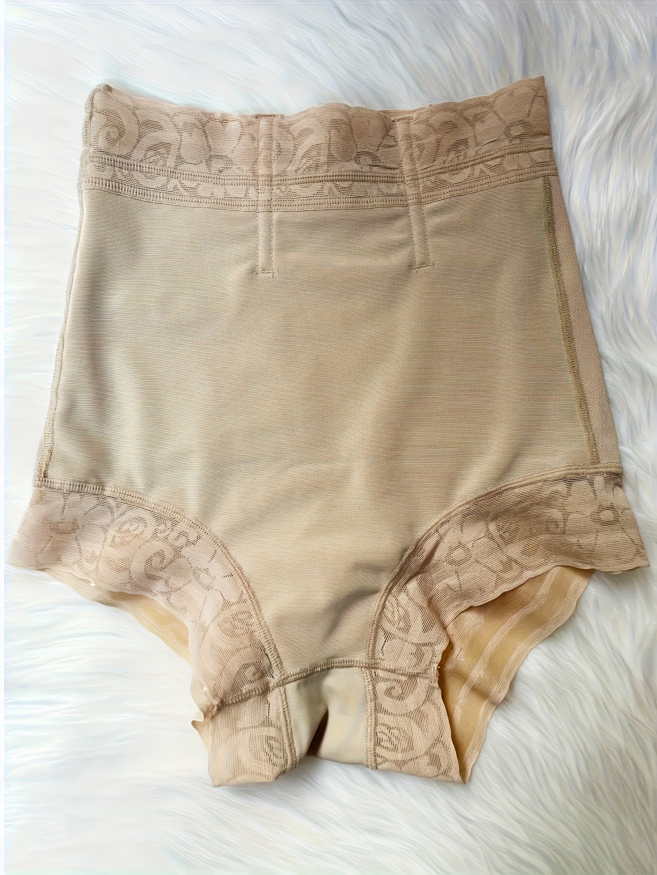 Butt Lifting Shaping Thong with Contrast Lace Tummy Control High-Waisted Body Shaper Panties for Women