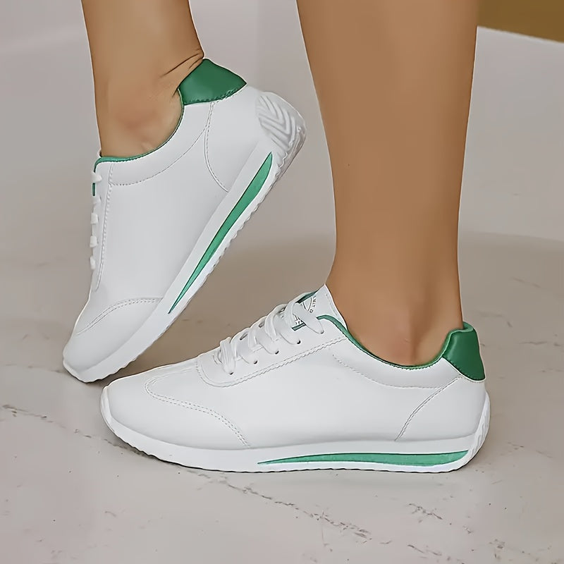 Women's Shockproof Sneakers - Chic Lace-Up Sneakers with Neutral Arch, Upper & Cushioned Insole - Minimalist /Korean Style Sole Suitable for Fashion-Forward Ladies