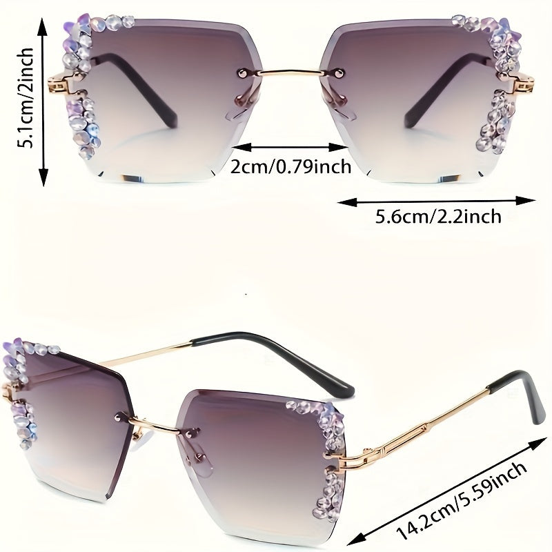 A pair of fashionable ladies frameless gradual change lens glasses, casual starry sky shining design