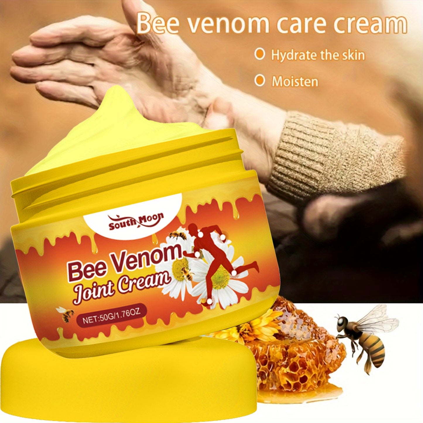 50g Bee Venom Joint Massage Cream, Body Massage Cream for Hands, Feet, Hamstrings, Knees, Lumbar Joints, Natural Bee Venom Joint Massage Cream: nature's gift to care for your joints!