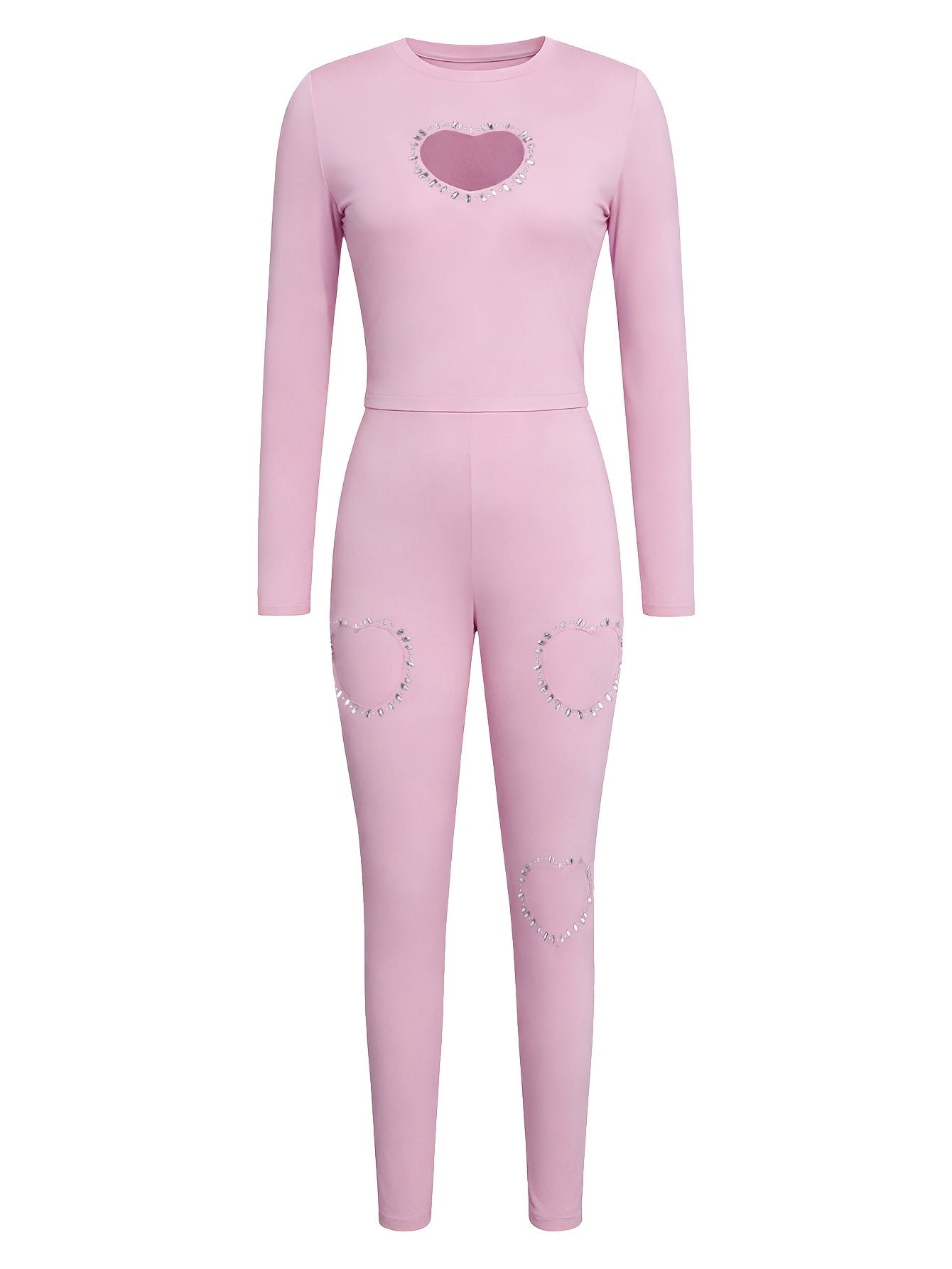 LovelyWholesale Local Valentine's Day Heart Diamond Sweatpants Set, Women's Valentine Gift Outfit
