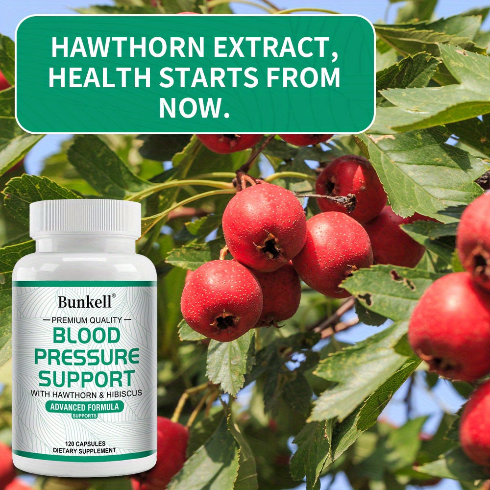 [Blood Pressure Support] 120 Capsules Blood Pressure Support | Dietary Supplement - Garlic, Hawthorn, Hibiscus