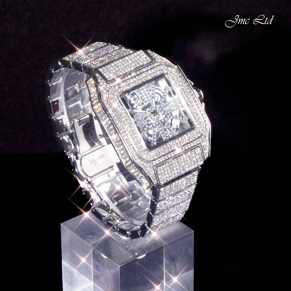 Men'S & Women'S Hip-Hop Luxury Watch with Luminous Hands & -Accented Bezel - 1181.1inch Waterproof Mechanical Movement, Golden-Tone Case, Black Dial - Christmas/Valentine's/Thanksgiving Gift, Stage & Everyday Watch for Men &