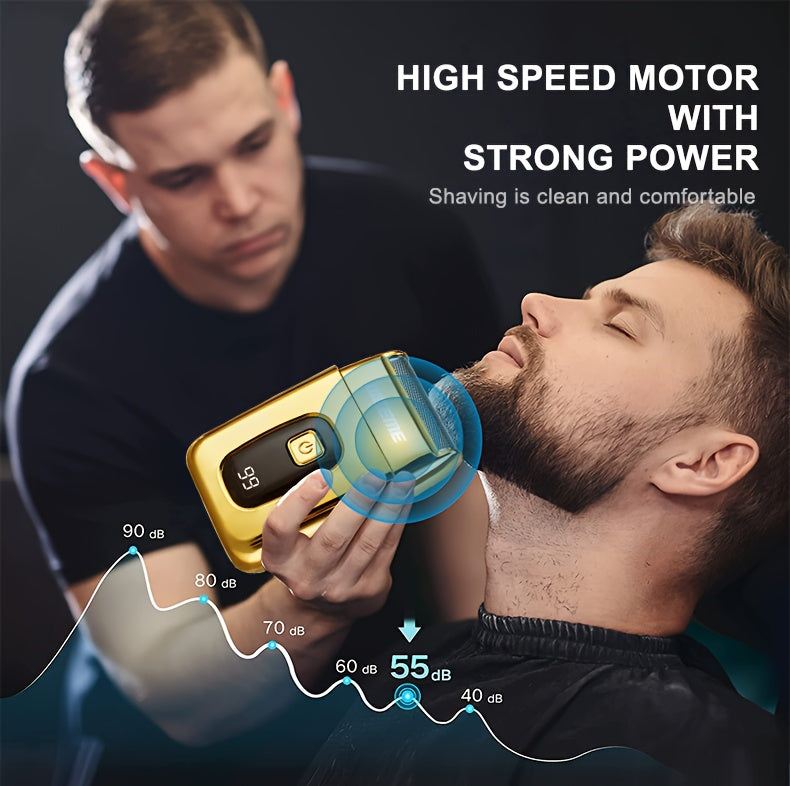 Men's Grooming Kit 3pcs Set, Golden Balck Hair Clippers with LCD Display, USB Rechargeable, 8 Guide Combs, Trimmer And Shaver, with Cleaning Brushes And Comb, Gift for Men
