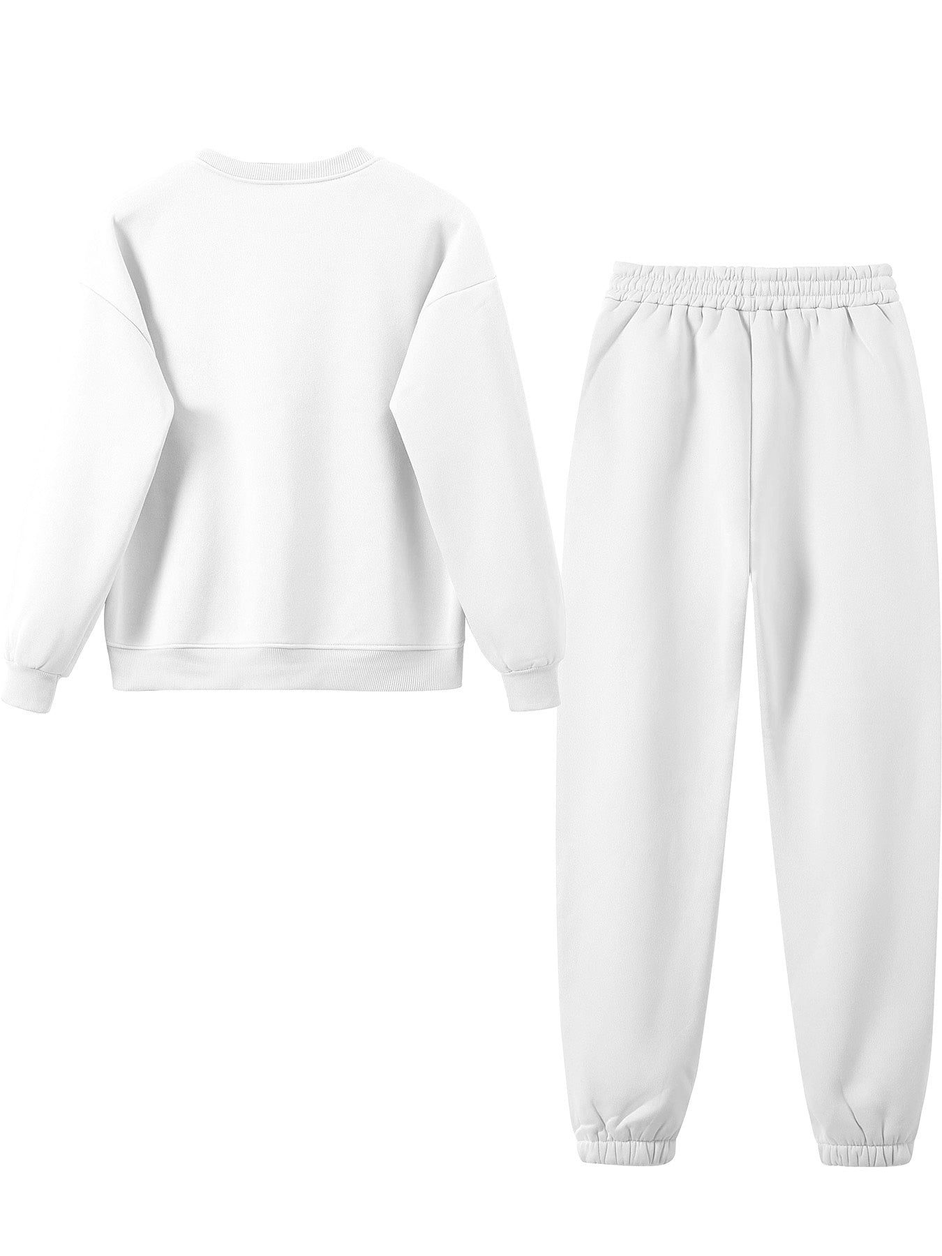 Graphic Print Two Piece Set, Crew Neck Sweatshirt & Pants, Women's Clothing