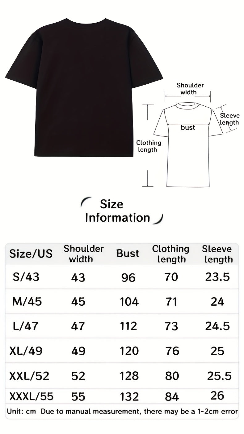2025 Graffiti-Style Men's T-Shirt - TRAP CITY Text & Anime Graphic Print, Black Crew Neck, 100% Cotton, Breathable & Comfortable, Regular Fit Casual Top for Daily Wear, Comfortable Streetwear, Urban Anime Apparel