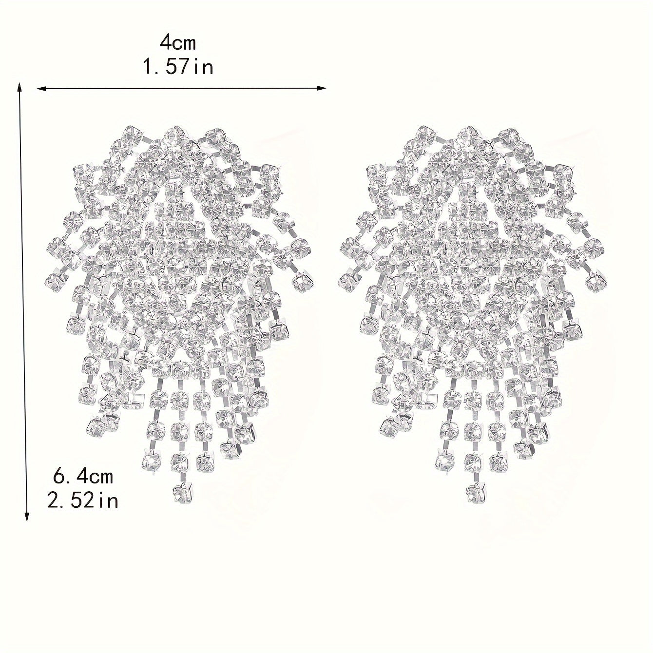 [Customer Favorite] Dazzling, Elegant Silvery-Plated Rhinestone Tassel Earrings - Sparkling Copper Dangle Jewelry for Weddings, Parties & Gifts