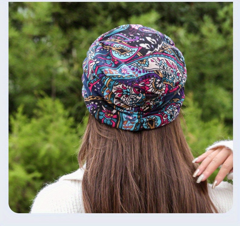Women'S Lightweight Newsboy Cap With Breathable Fabric, Floral Print, Durable Polyester Blend, Daily Wear
