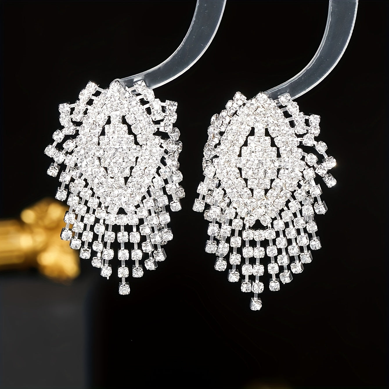 [Customer Favorite] Dazzling, Elegant Silvery-Plated Rhinestone Tassel Earrings - Sparkling Copper Dangle Jewelry for Weddings, Parties & Gifts